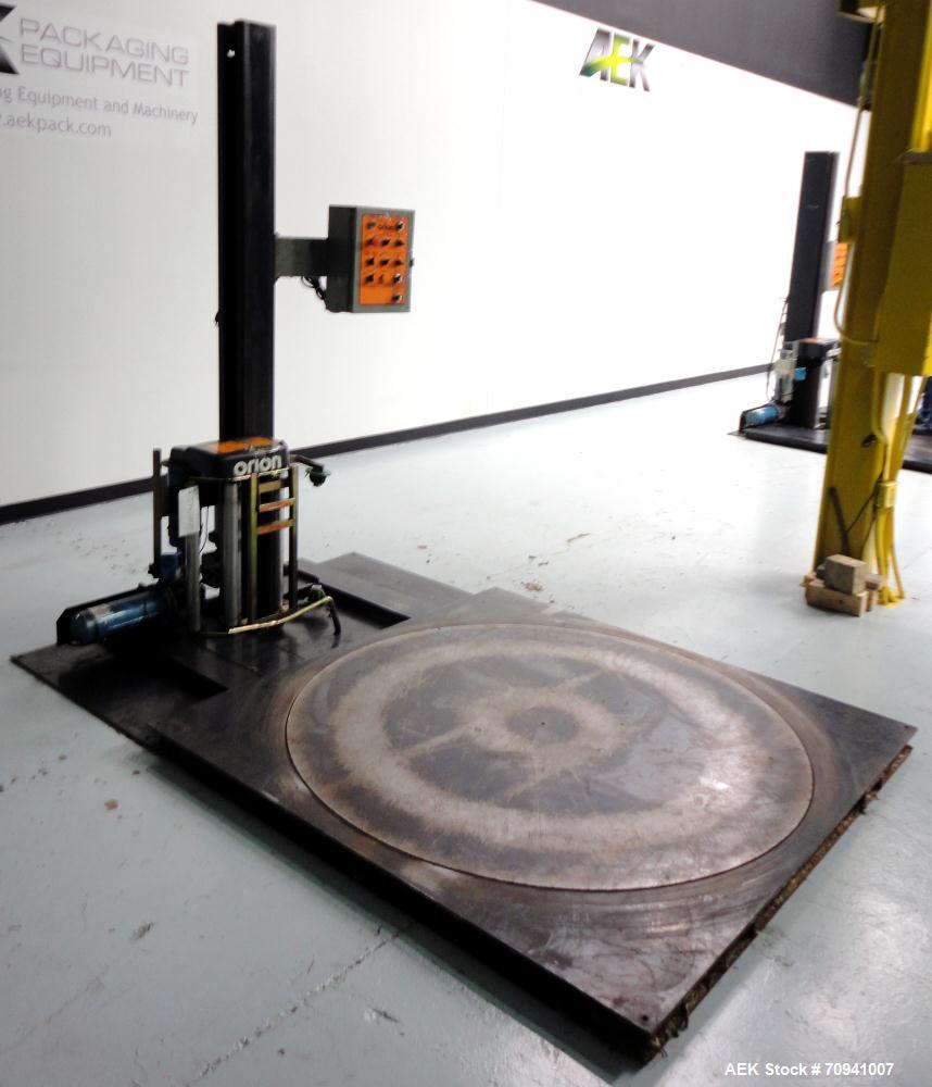 Used Orion L66/13S Semi Automatic Low Profile Stretch Wrapper. Turntable will do 0 - 14 RPM and is variable speed.  Maximum load capacity: up to 4,000 lbs. Film Roll Width: up to 20", 59" diameter tu...