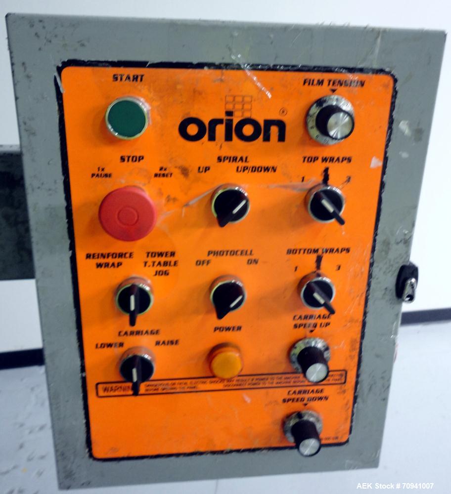 Used Orion L66/13S Semi Automatic Low Profile Stretch Wrapper. Turntable will do 0 - 14 RPM and is variable speed.  Maximum load capacity: up to 4,000 lbs. Film Roll Width: up to 20", 59" diameter tu...