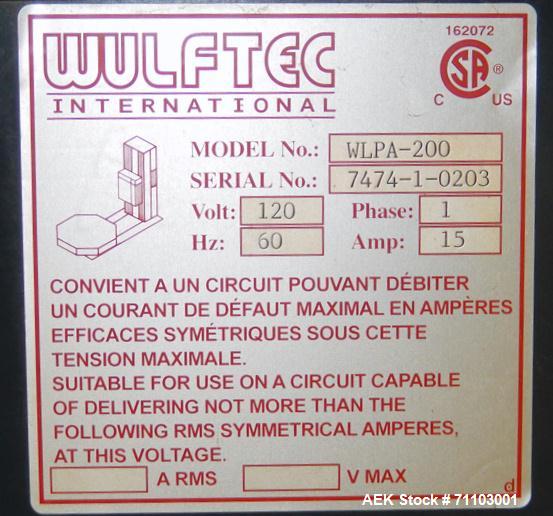 Used Wulftec Model WLPA-200 Semi Automatic Low Profile Stretch Wrapper