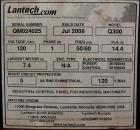 Used Lantech Q300 Semi-Automatic Dual truntable stretch wrapper. Low Profile unit capable of speeds from 25-35 loads per hour. Maximum load size 73 1/2
