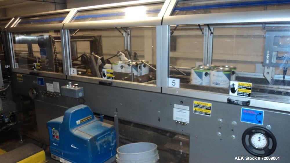 Used- Arpac Traystar Inline, Continuous Motion Gallon Can Tray Packer.