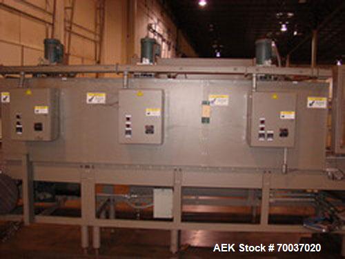 Used Douglas High Speed Bundler, Model MW7-1124 Multi Wrapper. Dual lane, 70 cycle/minute. 480 VAC, 60 hz. Machine has very low operating hours, approximately 200. Machine bundles 4 packs of 2.361" d...