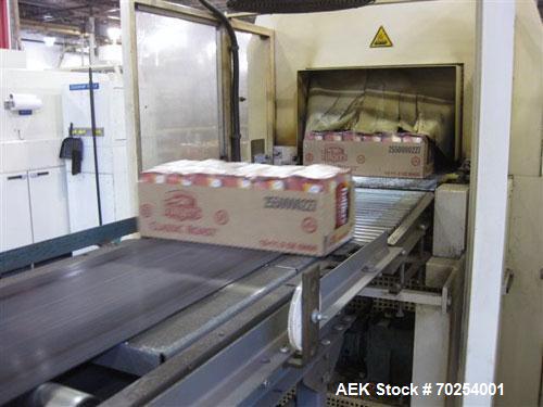 Used Kisters Kayat Model TSP 030 Automatic Tray Former, Packer and Shrink Overwrapper. Machine is capable of speeds of up to 30 trays per minute. Tray Former has print registered single roll technolo...