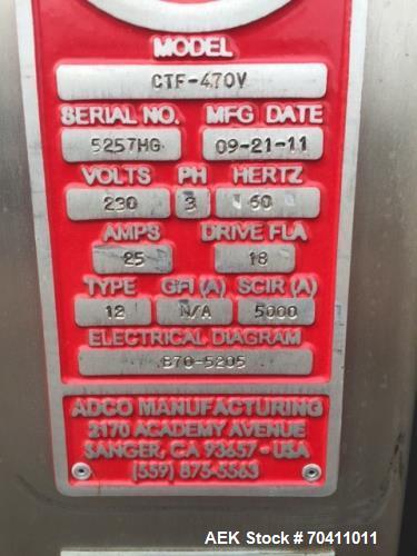 Used Adco Model CTF 470V Corrugated Tray Former.
