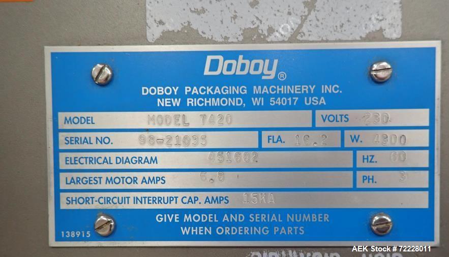 Used- Bosch Doboy 7420 Dual Mandrel Tray Former