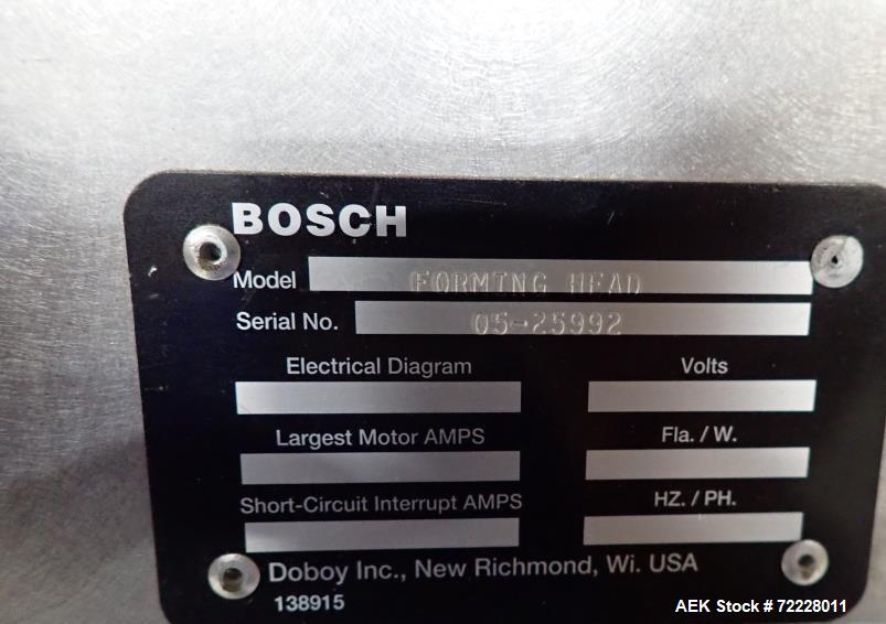 Used- Bosch Doboy 7420 Dual Mandrel Tray Former