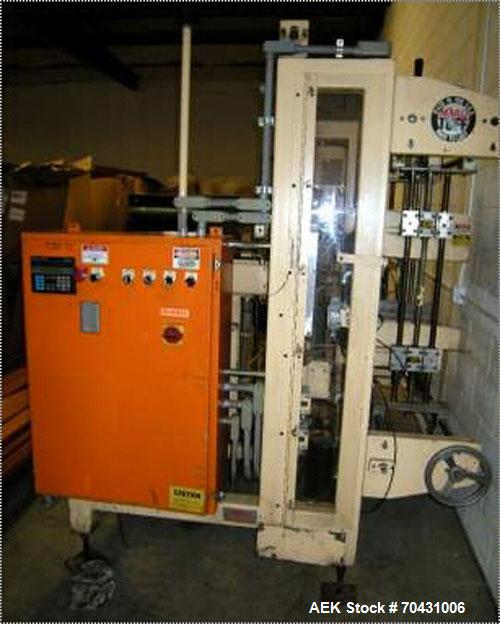 Used Marq Packaging Model HPT-LF/LH/AB Tray Forming System with extended blank magazine with powered chain drive, AB Dtam HMI. Missing and will require an AB PLC 504 installed by others. Hydraulic po...