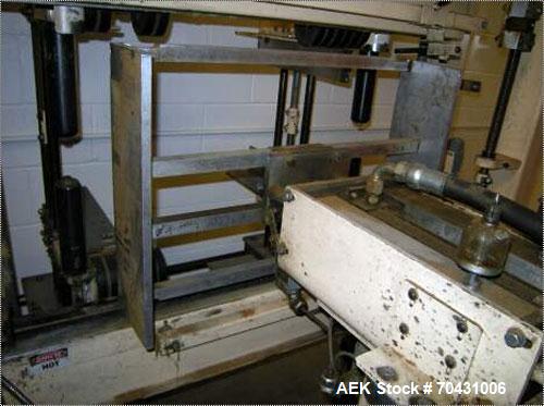 Used Marq Packaging Model HPT-LF/LH/AB Tray Forming System with extended blank magazine with powered chain drive, AB Dtam HMI. Missing and will require an AB PLC 504 installed by others. Hydraulic po...