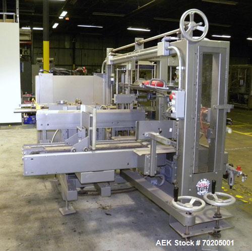 Used Marq Model HPT-MF/RH/DL High Performance Medium Frame Tray Former. Machine is capable of speeds up to 15 trays per minute.Direct Logics PLC and Nordson Problue 10 hot melt glue system. Has a tra...