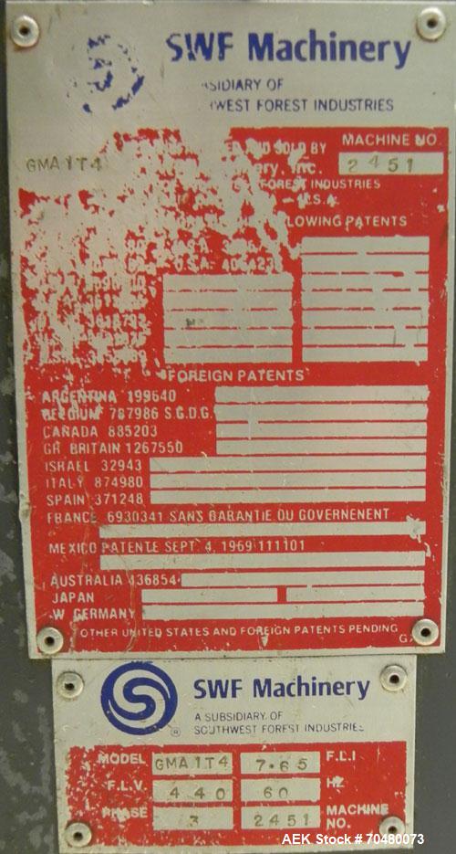 Used SWF Model GMA 1T4 Glue Tray Former