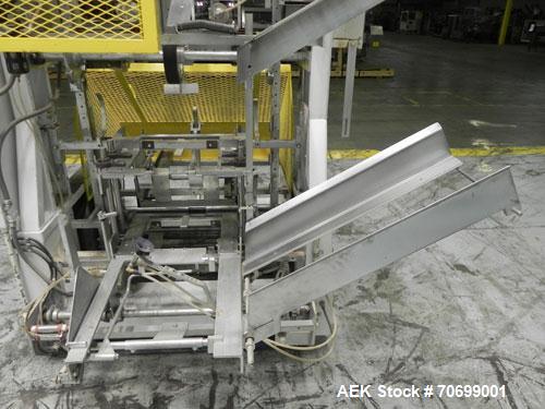 Used SWF Model 1T4 Glue Tray Former with Lidder. Glue tray former capable of speeds up to 35 trays per minute depending on case size. Has vacuum blank tray pick up. Has a tray size range: 7" to 34" l...