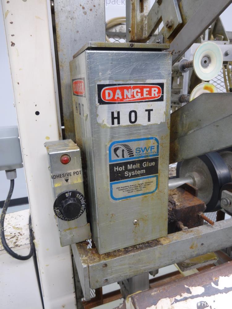 Used SWF Model 1T4 Automatic Hot Melt Glue Tray Former with Vacuum Pick Off