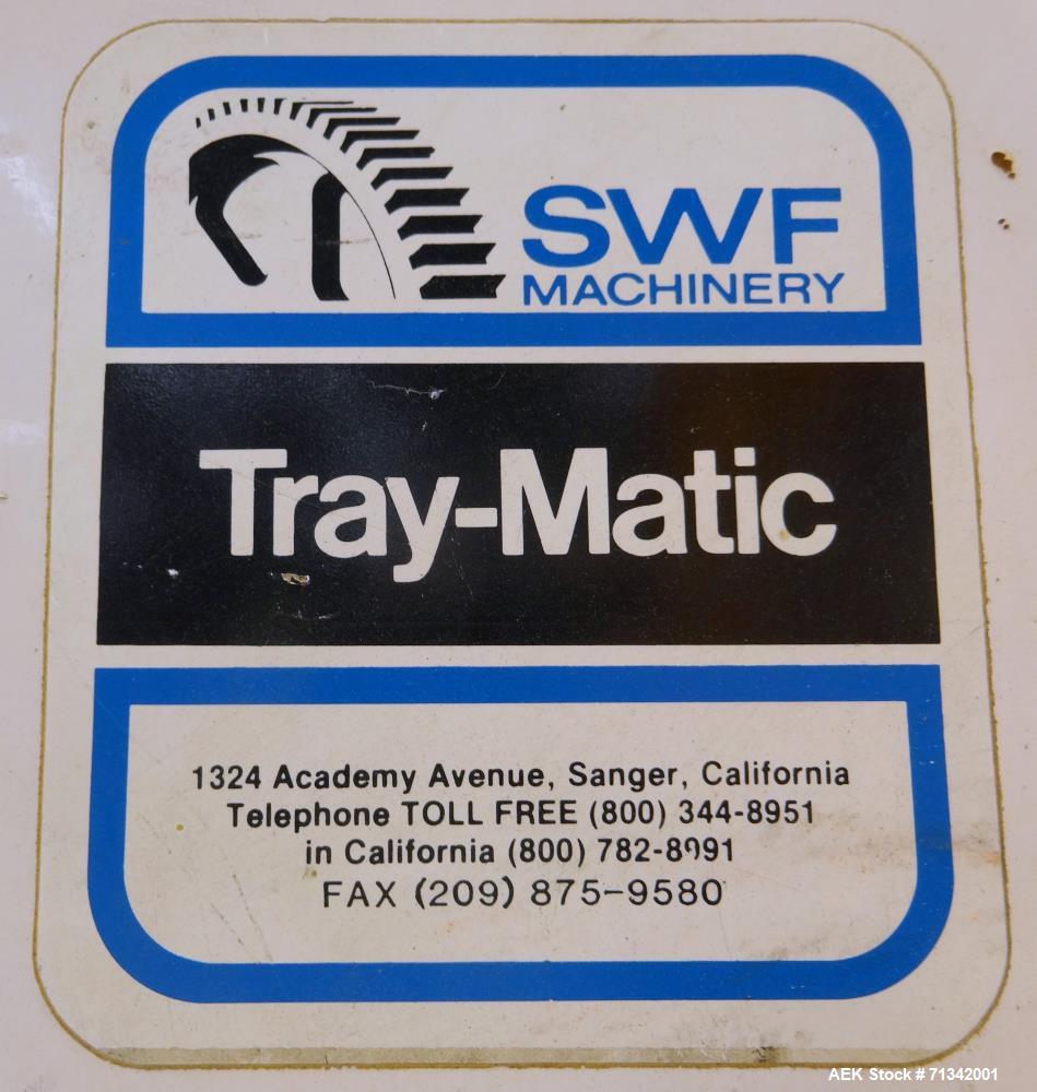 Used SWF Model 1T4 Automatic Hot Melt Glue Tray Former with Vacuum Pick Off