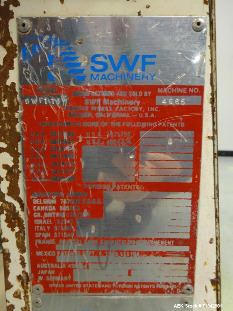 Used SWF Model 1T4 Automatic Hot Melt Glue Tray Former with Vacuum Pick Off