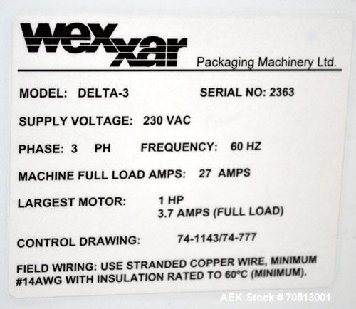 Used Wexxar Model Delta-3 Hot Melt Tray Former