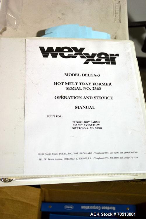 Used- Wexxar Model Delta-3 Hot Melt Tray Former