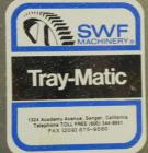 Used SWF Model 1T4 Trayformer. Stainless steel frame capable of speeds up to 35 trays per miniute depending on case size.Has a tray size range:7