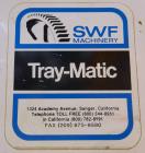 Used SWF Model 1T4 Automatic Hot Melt Glue Tray Former with Vacuum Pick Off