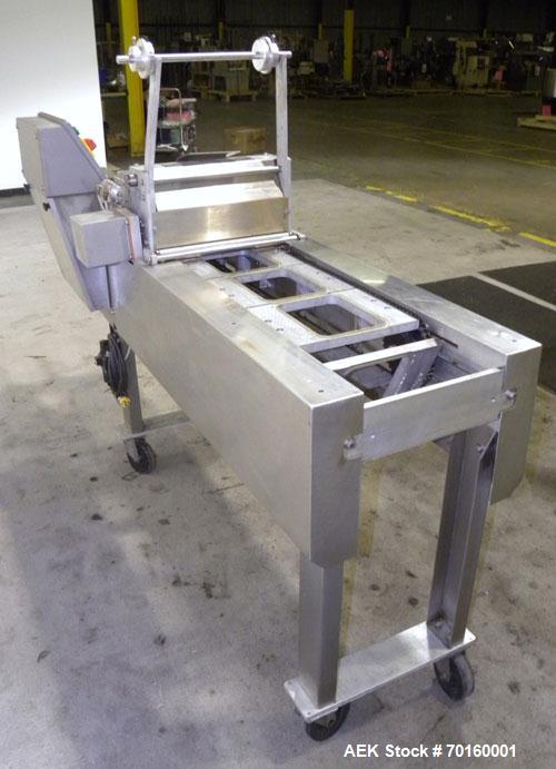 Used Ameripak Filled Tray Sealer, Model 145. Capable of speeds up to 30 trays per minute depending on tray size, material, and feeding capaility. Single parent roll, 3’’ I.D. core, maximum roll capac...
