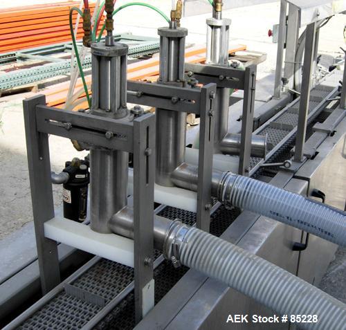 Used FEMC Inline Tray Filler/Lidder Line Consisting Of: (1) 6" wide x 80" long plastic belt infeed conveyor, model 1253-114, serial #7301, driven by an approximate 1/4 HP gearmotor. (1) Air operated ...