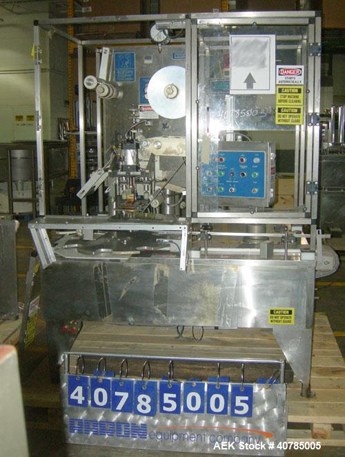 Used Fords Holmatic (Packaging Technologies) Model HSC - 50S tamper evident heat sealer capable of speeds from 50 to 100 cpm. Container size range: Diameter 20 to 178mm or 0.8 to 7.0"; Height up to 2...