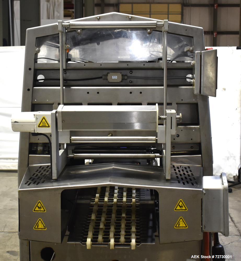 Used Ross Model IN650 Inline Tray Sealer. Capable of speeds up to 14 (map application), up to 16 (heat seal only). Max Tray Depth: 120 mm. Max # of Ups: 5. Servo tray transport & film system. Control...