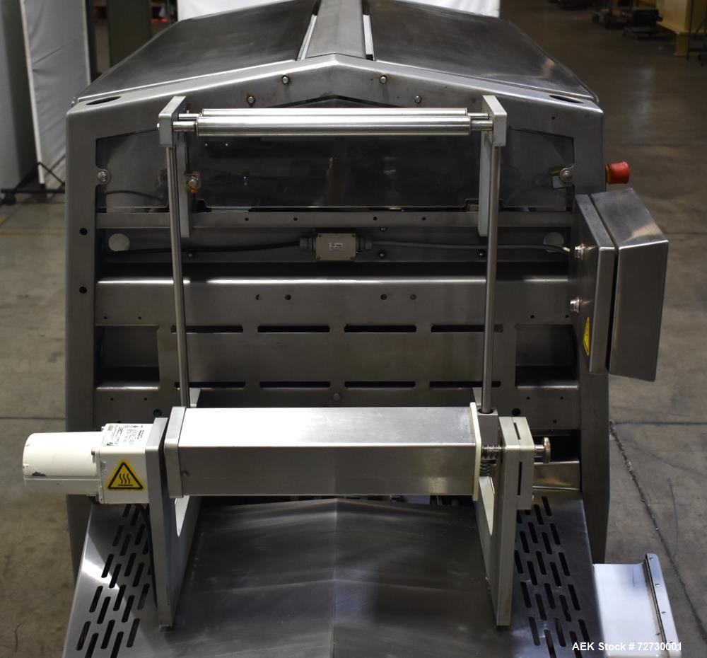 Used Ross Model IN650 Inline Tray Sealer. Capable of speeds up to 14 (map application), up to 16 (heat seal only). Max Tray Depth: 120 mm. Max # of Ups: 5. Servo tray transport & film system. Control...