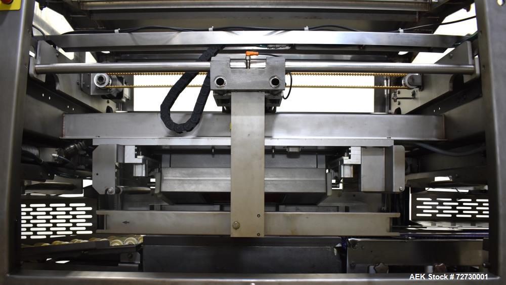 Used Ross Model IN650 Inline Tray Sealer. Capable of speeds up to 14 (map application), up to 16 (heat seal only). Max Tray Depth: 120 mm. Max # of Ups: 5. Servo tray transport & film system. Control...