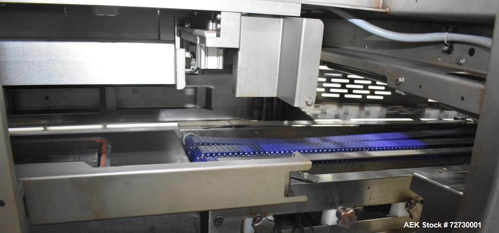 Used Ross Model IN650 Inline Tray Sealer. Capable of speeds up to 14 (map application), up to 16 (heat seal only). Max Tray Depth: 120 mm. Max # of Ups: 5. Servo tray transport & film system. Control...