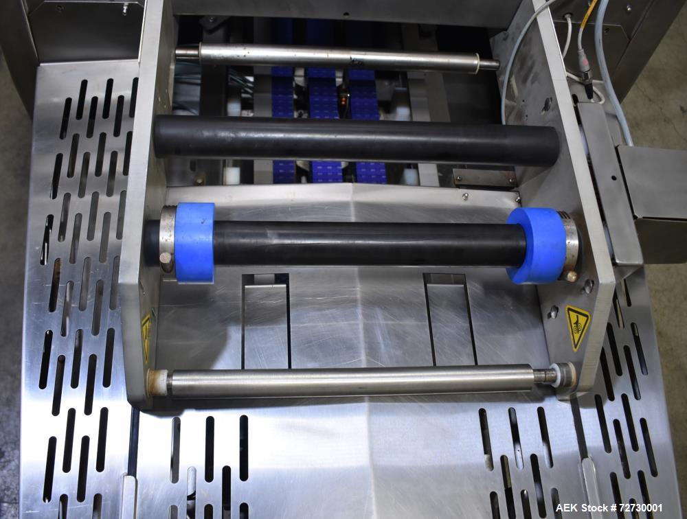 Used Ross Model IN650 Inline Tray Sealer. Capable of speeds up to 14 (map application), up to 16 (heat seal only). Max Tray Depth: 120 mm. Max # of Ups: 5. Servo tray transport & film system. Control...