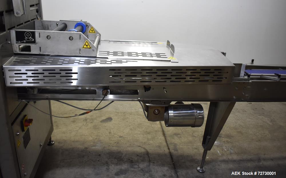 Used Ross Model IN650 Inline Tray Sealer. Capable of speeds up to 14 (map application), up to 16 (heat seal only). Max Tray Depth: 120 mm. Max # of Ups: 5. Servo tray transport & film system. Control...