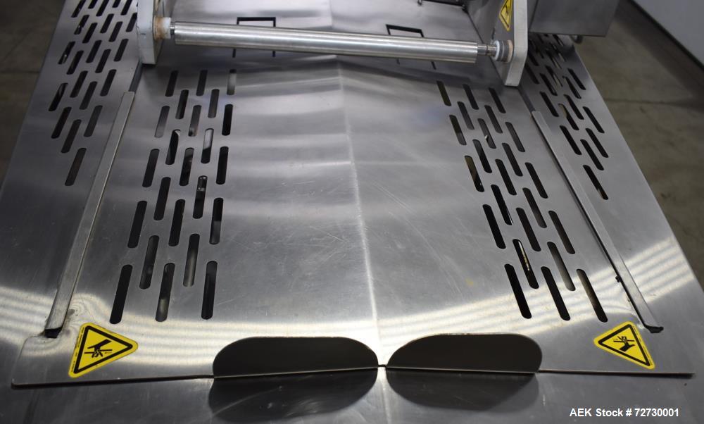 Used Ross Model IN650 Inline Tray Sealer. Capable of speeds up to 14 (map application), up to 16 (heat seal only). Max Tray Depth: 120 mm. Max # of Ups: 5. Servo tray transport & film system. Control...