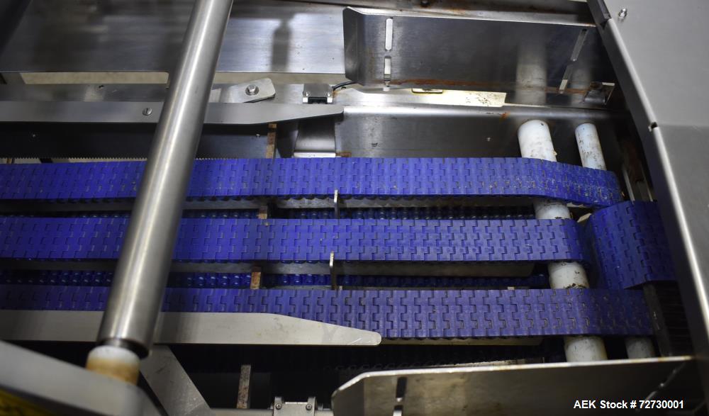 Used Ross Model IN650 Inline Tray Sealer. Capable of speeds up to 14 (map application), up to 16 (heat seal only). Max Tray Depth: 120 mm. Max # of Ups: 5. Servo tray transport & film system. Control...