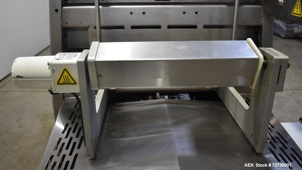 Used Ross Model IN650 Inline Tray Sealer. Capable of speeds up to 14 (map application), up to 16 (heat seal only). Max Tray Depth: 120 mm. Max # of Ups: 5. Servo tray transport & film system. Control...