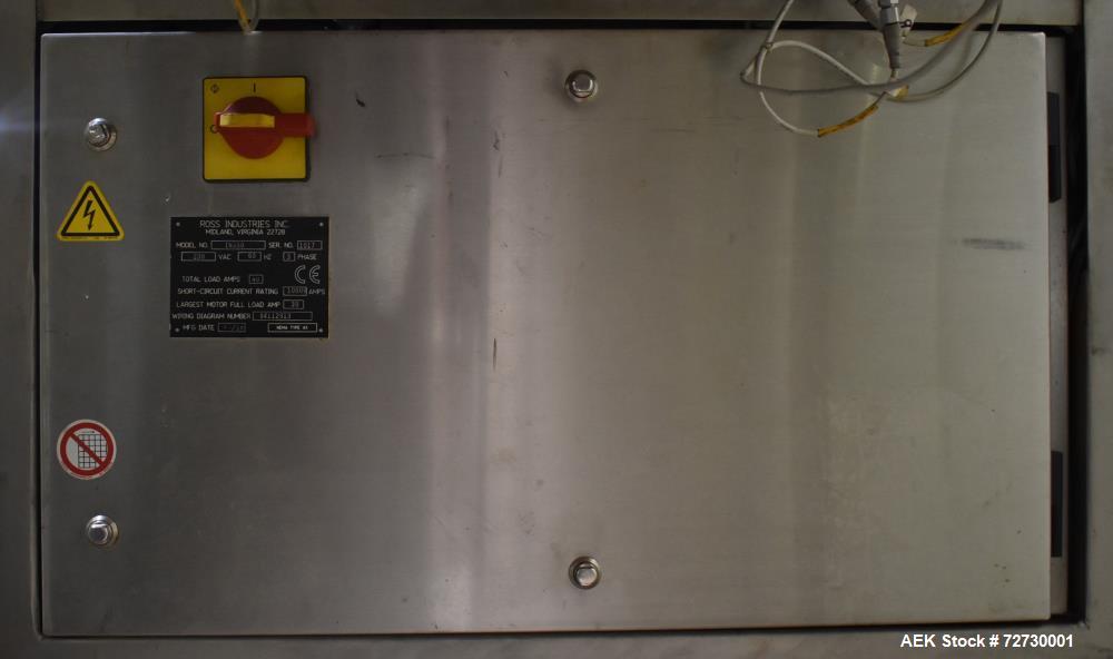 Used Ross Model IN650 Inline Tray Sealer. Capable of speeds up to 14 (map application), up to 16 (heat seal only). Max Tray Depth: 120 mm. Max # of Ups: 5. Servo tray transport & film system. Control...
