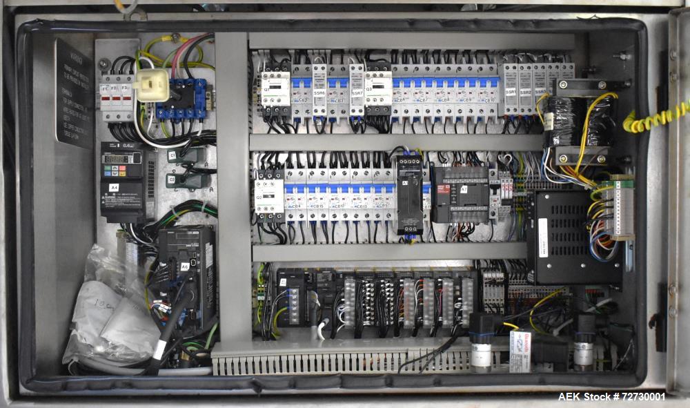 Used Ross Model IN650 Inline Tray Sealer. Capable of speeds up to 14 (map application), up to 16 (heat seal only). Max Tray Depth: 120 mm. Max # of Ups: 5. Servo tray transport & film system. Control...