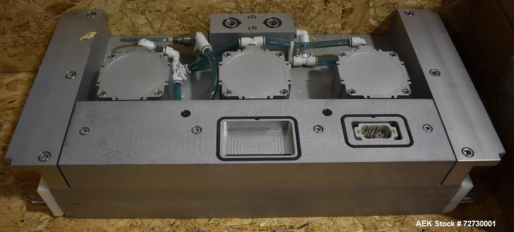 Used Ross Model IN650 Inline Tray Sealer. Capable of speeds up to 14 (map application), up to 16 (heat seal only). Max Tray Depth: 120 mm. Max # of Ups: 5. Servo tray transport & film system. Control...