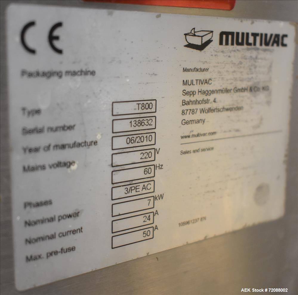 Used Multivac T-800 MAP Tray Sealer Modified Atmosphere Packaging