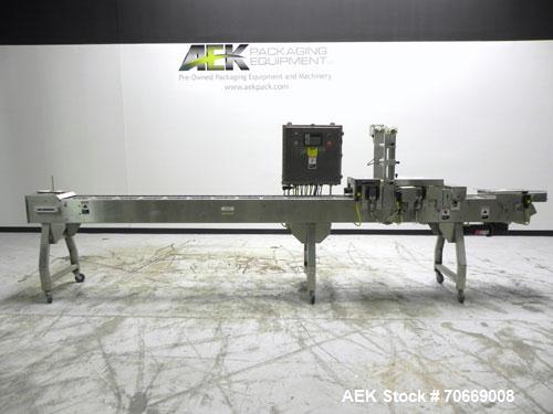 Used Oliver Model 2108 9999 0.11 Trayveyor Tray Film Sealer. Continuous motion machine can perform at up to 500" per minute using clear or Print Registered. Has a tray size range: Width up to 8.5", c...