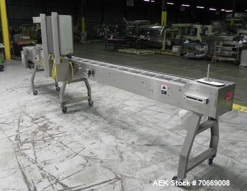 Used Oliver Model 2108 9999 0.11 Trayveyor Tray Film Sealer. Continuous motion machine can perform at up to 500" per minute using clear or Print Registered. Has a tray size range: Width up to 8.5", c...