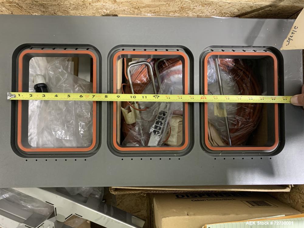 Used Ross Model IN650 Inline Tray Sealer. Capable of speeds up to 14 (map application), up to 16 (heat seal only). Max Tray Depth: 120 mm. Max # of Ups: 5. Servo tray transport & film system. Control...