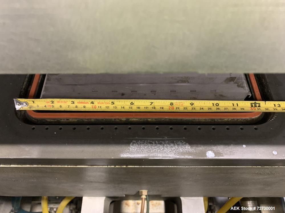 Used Ross Model IN650 Inline Tray Sealer. Capable of speeds up to 14 (map application), up to 16 (heat seal only). Max Tray Depth: 120 mm. Max # of Ups: 5. Servo tray transport & film system. Control...