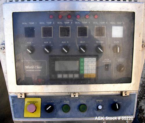 Used World Class Packaging Systems Rotary Sealer Tray, Model T-300. 5 up map sealer unit last running 5.5" wide x 6.5" long gas flush heat sealable trays. Busch vacuum pump, Omron PLC C200HS controll...