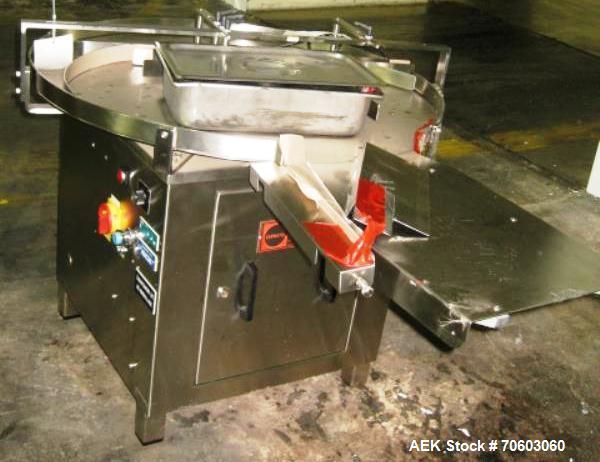 Used Capmatic 36" Accumulation Table. Stainless steel with side rails, with controls, 110V