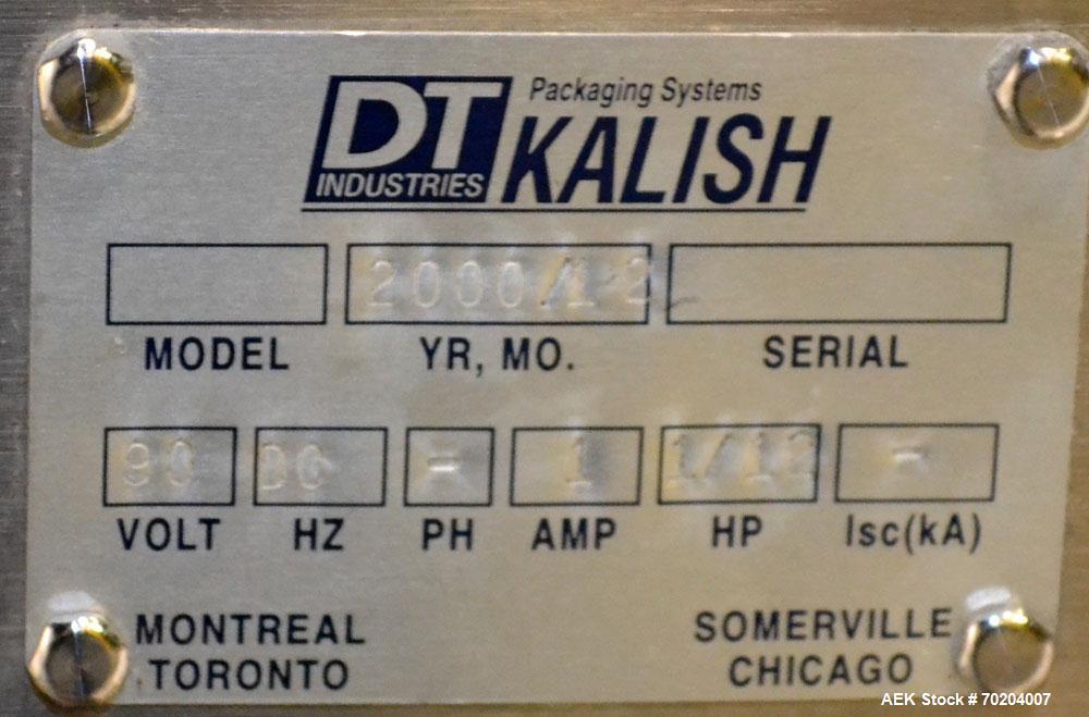 Used DT Kalish Bi-Directional Accumulation Table Model TP 01. Table has a 36" wide x 66" long accumulation area. Machine has Garvey variable speed controllers. Is of stainless steel construction. Bui...