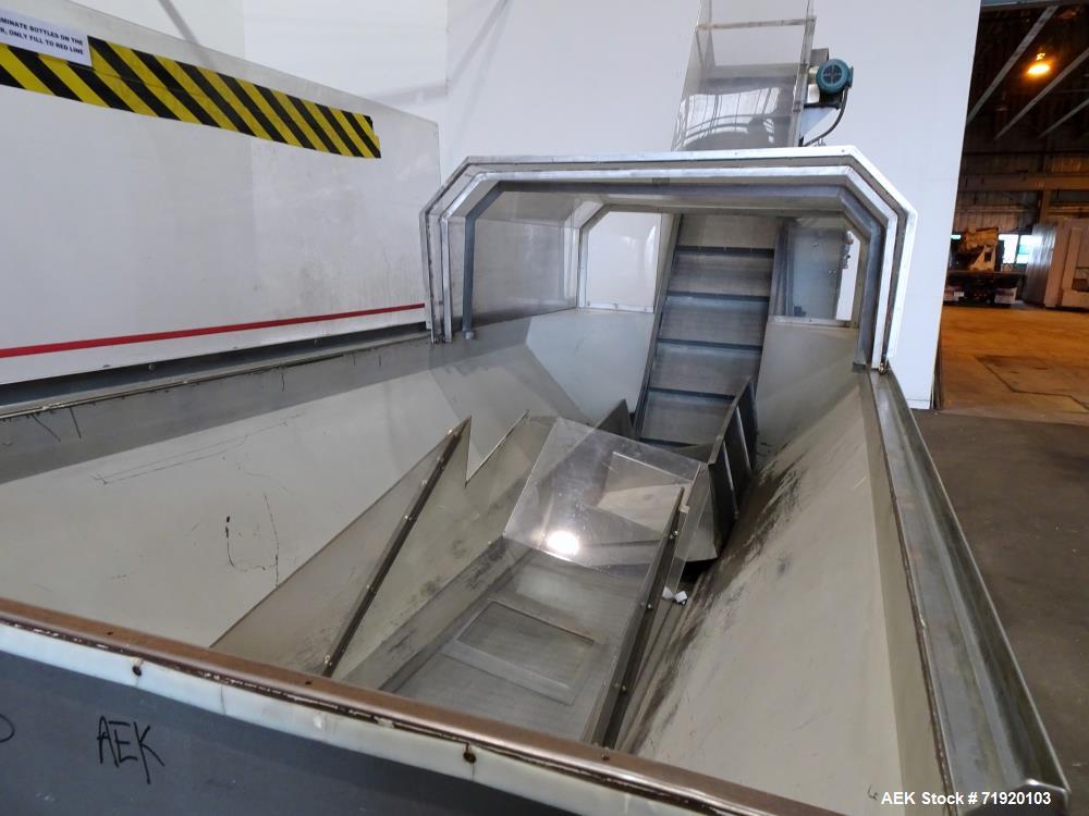 Used Bulk Bottle Incline Belt Conveyor With Bottom Feed Hopper