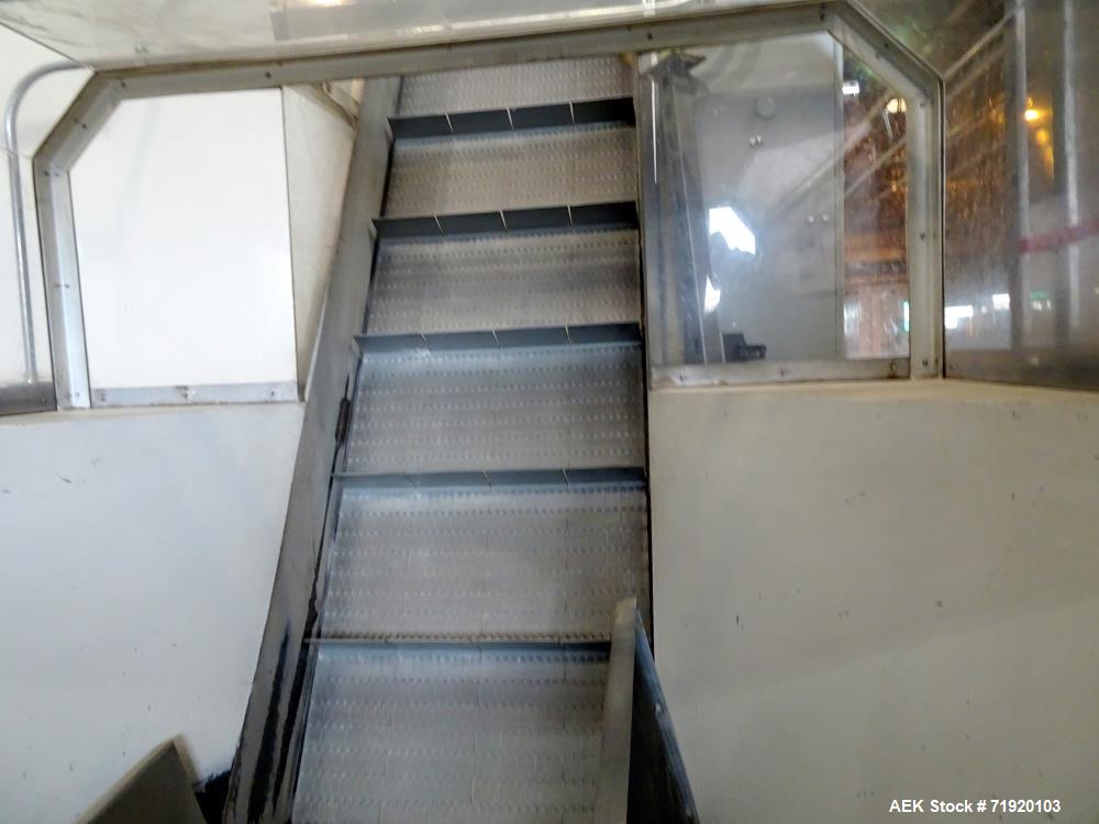 Used Bulk Bottle Incline Belt Conveyor With Bottom Feed Hopper
