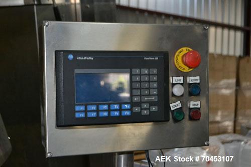 Used Ozaf AC/1500 Bottle Unscrambler, capacity approximately 170-180 units per minute. Includes an OZAF integrated elevator model E/10AG. SELLING PRICE AS IS, WHERE IS, SANFORD, NC.