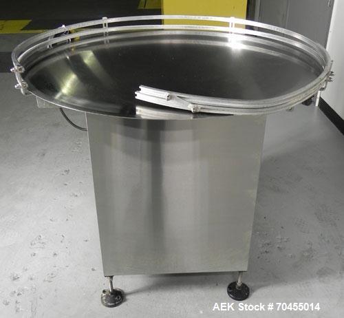 Used Inline Filling Systems 36" Diameter Stainless Steel Accumulation Table. Dayton variable DC speed drive controller. 1/60/110V.