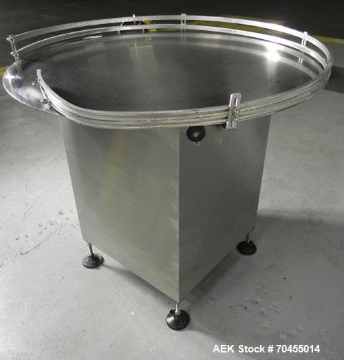 Used Inline Filling Systems 36" Diameter Stainless Steel Accumulation Table. Dayton variable DC speed drive controller. 1/60/110V.